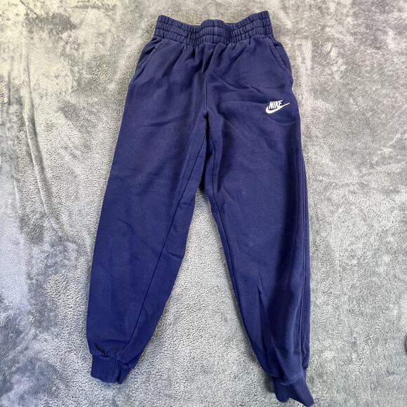 Nike Sweatpants Youth Medium Blue Fleece Joggers Swoosh Logo Athletic Pants - Picture 1 of 8